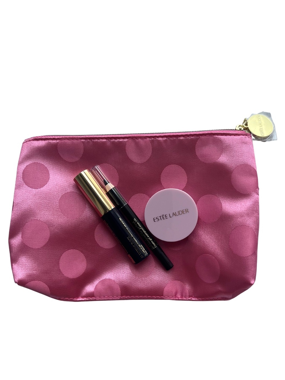 Estée Lauder Makeup Beauty Bundle Mascara Eyeliner Lip Balm Pink Bag